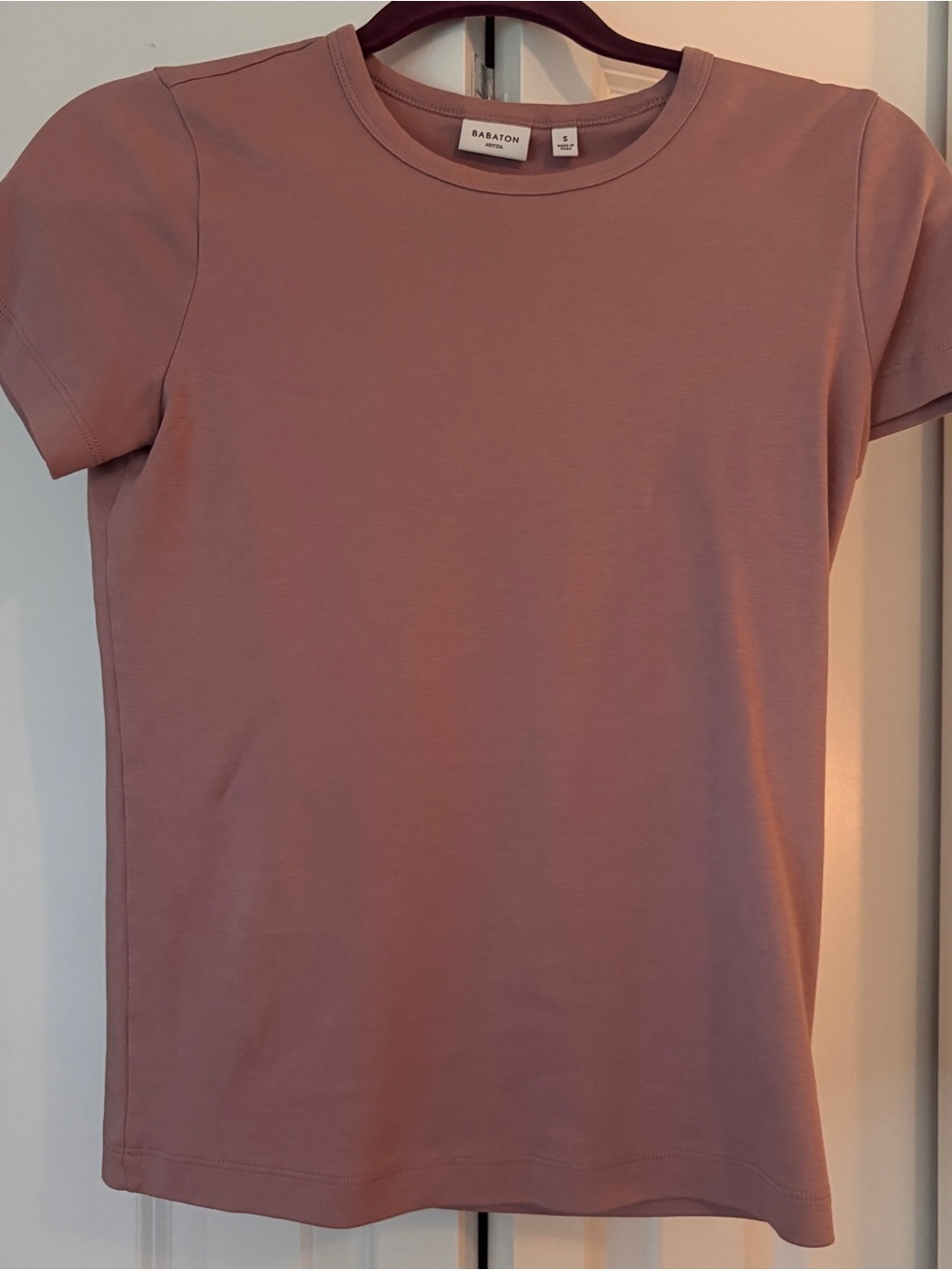 Babaton Dusty Mauve Crewneck Short Sleeve Tee